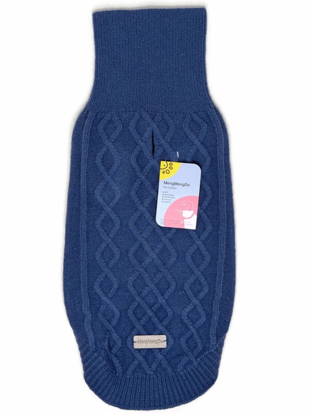 Blue Cable Knit Dog Sweater